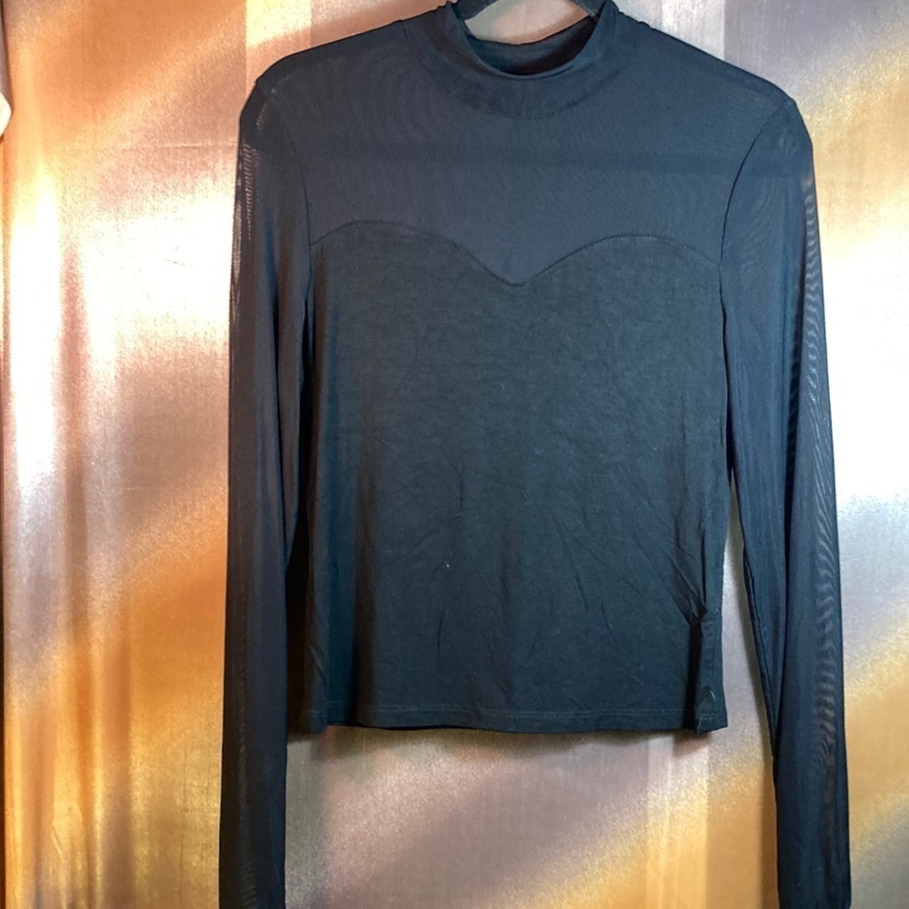 90’s style sweetheart black sheer blouse. Shein size M. 36” chest. B3